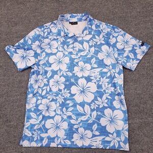 YATTA Golf Hawaiian Polo Mens XL Performance Stretch Hibiscus Floral‎ Aloha